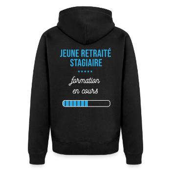 Retraite en cours humour - Veste à capuche bio Premium Unisexe - noir - Dos - Nico (187cm)