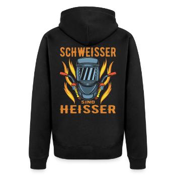 Schweisser Schweissen Schweisserhelm Geschenk - Unisex Premium Bio Zip Hoodie - Schwarz - Hinten - Nico (187cm)