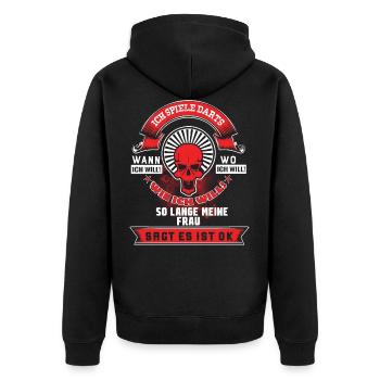 Dart Darts Bullseye Dartspieler Dartboard Geschenk - Unisex Premium Bio Zip Hoodie - Schwarz - Hinten - Nico (187cm)
