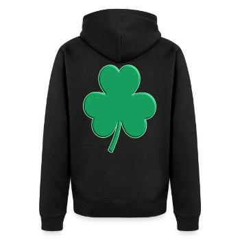 Grünes Kleeblatt Irisch St. Patrick's Day Irland - Unisex Premium Bio Zip Hoodie - Schwarz - Hinten - Nico (187cm)