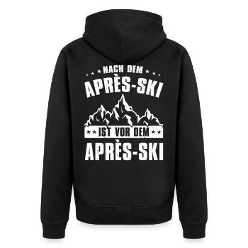 Nach dem Après-Ski ist vor dem Après-Ski Party - Unisex Premium Bio Zip Hoodie - Schwarz - Hinten - Nico (187cm)