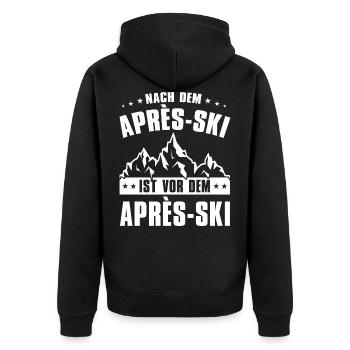 Nach dem Après-Ski ist vor dem Après-Ski Apres Ski - Unisex Premium Bio Zip Hoodie - Schwarz - Hinten - Nico (187cm)