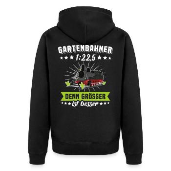 Gartenbahn Eisenbahn Garten Spur G Modelleisenbahn - Unisex Premium Bio Zip Hoodie - Schwarz - Hinten - Nico (187cm)