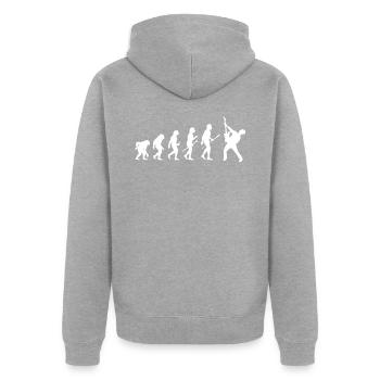 evolution guitariste - Veste à capuche bio Premium Unisexe - gris chiné - Dos - Nico (187cm)