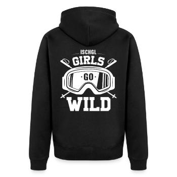 Ischgl Girls Go Wild Apresski Apres Ski Party - Unisex Premium Bio Zip Hoodie - Schwarz - Hinten - Nico (187cm)
