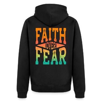 Gottesfürchtig Beten Glaube Gebet Christlich Jesus - Unisex Premium Bio Zip Hoodie - Schwarz - Hinten - Nico (187cm)