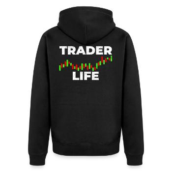 Day Trading Exchange Trader - Unisex Premium Organic Zip Hoodie - black - Back - Nico (187cm)