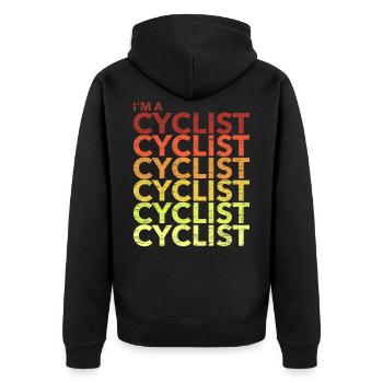 I'm A Cyclist I'm A Cyclist - Unisex Premium Bio Zip Hoodie - Schwarz - Hinten - Nico (187cm)