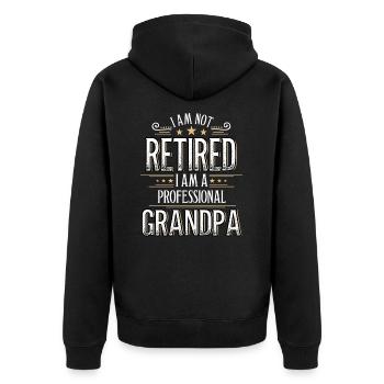 I am not retired I am grandpa - Unisex Premium Bio Zip Hoodie - Schwarz - Hinten - Nico (187cm)