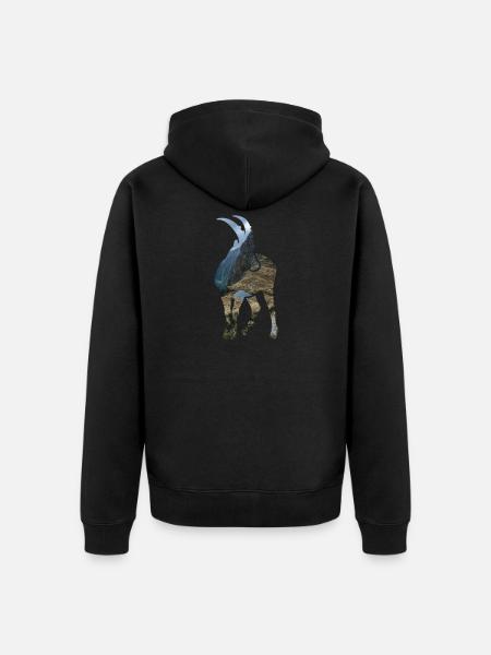 Alpensteinbock Sternzeichen Bergwandern - Unisex Premium Bio Zip Hoodie - Schwarz