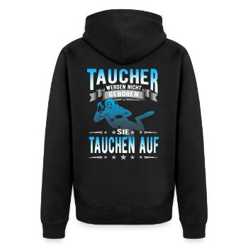 Diving,Tauchen,Geschenk - Unisex Premium Bio Zip Hoodie - Schwarz - Hinten - Nico (187cm)