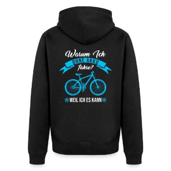 Warum Ich Ohne Akku Fahre Weil Ich Es Kann Fahrrad - Unisex Premium Bio Zip Hoodie - Schwarz - Hinten - Nico (187cm)