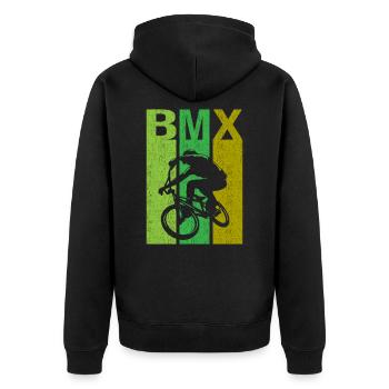 BMX BMX Fahrrad - Unisex Premium Bio Zip Hoodie - Schwarz - Hinten - Nico (187cm)