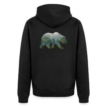 Bär Silhouette Natur Braunbär Jäger Jagd Design - Unisex Premium Bio Zip Hoodie - Schwarz - Hinten - Nico (187cm)