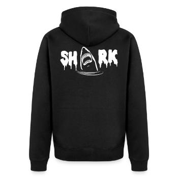 SHARK - Unisex Premium Bio Zip Hoodie - Schwarz - Hinten - Nico (187cm)
