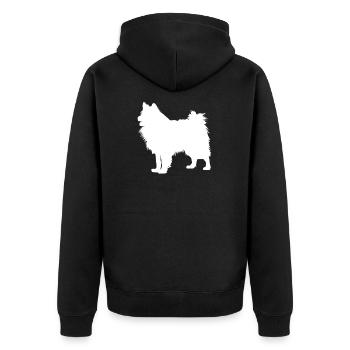 Wolfsspitz - Keeshond Hund - Unisex Premium Bio Zip Hoodie - Schwarz - Hinten - Nico (187cm)