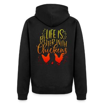Vivre avec poulets poussins poule ferme coq - Veste à capuche bio Premium Unisexe - noir - Dos - Nico (187cm)