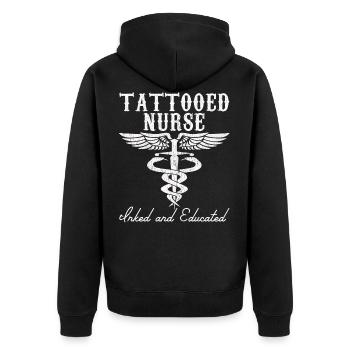 Krankenschwester Krankenhaus Pflegekraft Geschenk - Unisex Premium Bio Zip Hoodie - Schwarz - Hinten - Nico (187cm)