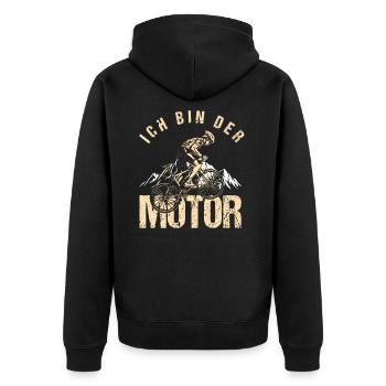 Ich Bin Der Motor Fahrrad Ohne Akku - Unisex Premium Bio Zip Hoodie - Schwarz - Hinten - Nico (187cm)