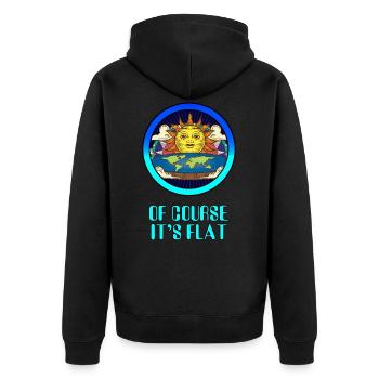 Flache Erde Spruch Verschwörungstheorie - Unisex Premium Bio Zip Hoodie - Schwarz - Hinten - Nico (187cm)