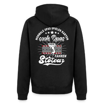 Slotracing Opa Slotcars Slotracer Slot Car - Unisex Premium Bio Zip Hoodie - Schwarz - Hinten - Nico (187cm)