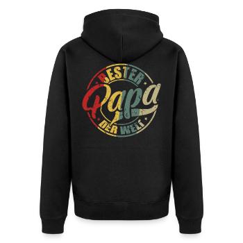 Bester Papa Der Welt Bester Papa - Unisex Premium Bio Zip Hoodie - Schwarz - Hinten - Nico (187cm)