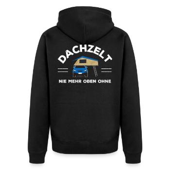 Dachzelt "Nie mehr oben ohne" Geschenkidee - Unisex Premium Bio Zip Hoodie - Schwarz - Hinten - Nico (187cm)