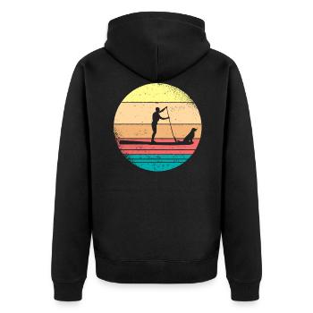 SUP avec chien | Stand Up Paddling Cadeaux chiens - Veste à capuche bio Premium Unisexe - noir - Dos - Nico (187cm)