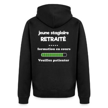 retired man humor - Unisex Premium Organic Zip Hoodie - black - Back - Nico (187cm)