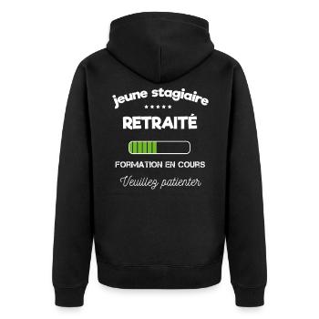 tee shirt retraite - Veste à capuche bio Premium Unisexe - noir - Dos - Nico (187cm)