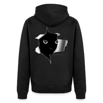 Chaton doux fissure - Chat en métal déchire motif - Veste à capuche bio Premium Unisexe - noir - Dos - Nico (187cm)
