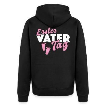 Erster Vatertag - Unisex Premium Bio Zip Hoodie - Schwarz - Hinten - Nico (187cm)
