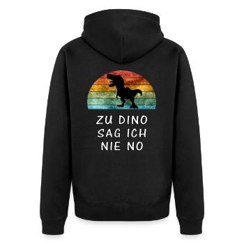 Zu Dino Sag Ich Nie No Lustiger Dinosaurier Spruch - Unisex Premium Bio Zip Hoodie - Schwarz - Hinten - Nico (187cm)