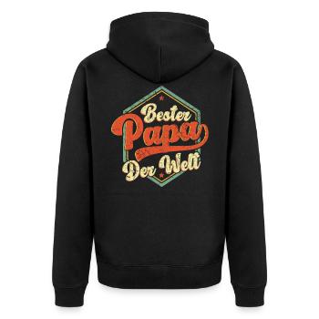 Bester Papa Der Welt Bester Papa - Unisex Premium Bio Zip Hoodie - Schwarz - Hinten - Nico (187cm)