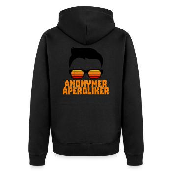 Anonyme Aperoliker Herren Motiv Strandoutfit - Unisex Premium Bio Zip Hoodie - Schwarz - Hinten - Nico (187cm)