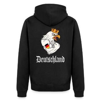 Deutschland Bundesadler Wappen Nationalfarben - Unisex Premium Bio Zip Hoodie - Schwarz - Hinten - Nico (187cm)