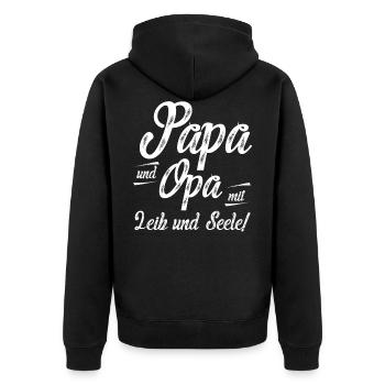 Papa Und Opa Mit Leib Und Seele Papa Opa Vatertag - Unisex Premium Bio Zip Hoodie - Schwarz - Hinten - Nico (187cm)