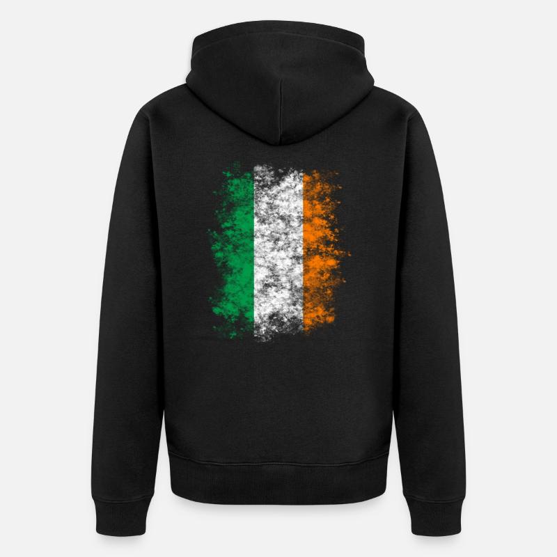 Irlande Drapeau Grunge Couleurs nationales irlandaises - Veste à capuche bio Premium Unisexe - noir