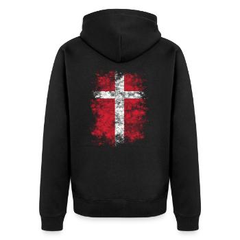 Danemark drapeau grunge vintage couleurs nationales - Veste à capuche bio Premium Unisexe - noir - Dos - Nico (187cm)