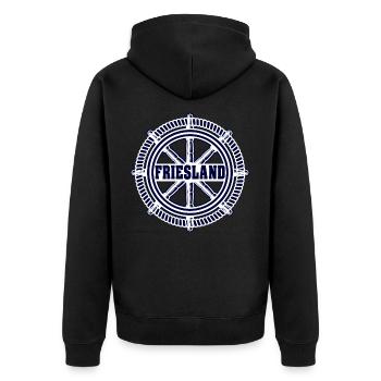 Friesland Steuerrad Norddeutschland - Unisex Premium Bio Zip Hoodie - Schwarz - Hinten - Nico (187cm)