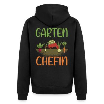 Garten Chefin - Unisex Premium Bio Zip Hoodie - Schwarz - Hinten - Nico (187cm)