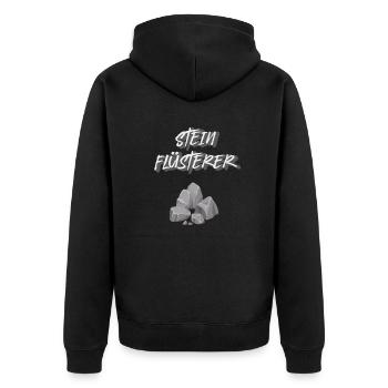 Stein Flüsterer - Unisex Premium Bio Zip Hoodie - Schwarz - Hinten - Nico (187cm)
