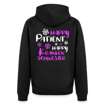 Krankenschwester Sprüche Happy Patient - Unisex Premium Bio Zip Hoodie - Schwarz - Hinten - Nico (187cm)