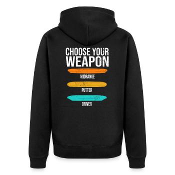 Lustiger Retro Disc Golf Frisbee - Unisex Premium Bio Zip Hoodie - Schwarz - Hinten - Nico (187cm)