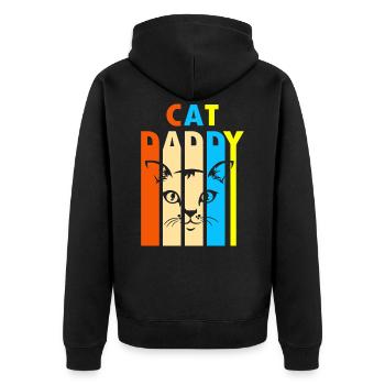 Cat Daddy Cat Face Cat Father - Unisex Premium Organic Zip Hoodie - black - Back - Nico (187cm)