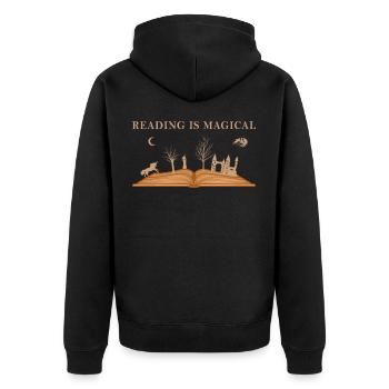 Reading Is Magical I Fairy Tale Book Reader's Reading - Unisex Premium Organic Zip Hoodie - black - Back - Nico (187cm)