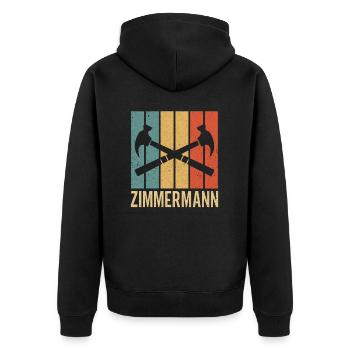 Zimmermann - Unisex Premium Bio Zip Hoodie - Schwarz - Hinten - Nico (187cm)