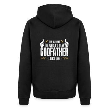 what the best godfather in the world looks like - Unisex Premium Organic Zip Hoodie - black - Back - Nico (187cm)
