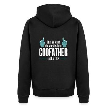 what the best godfather in the world looks like - Unisex Premium Organic Zip Hoodie - black - Back - Nico (187cm)