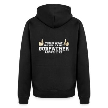 what the best godfather in the world looks like - Unisex Premium Organic Zip Hoodie - black - Back - Nico (187cm)